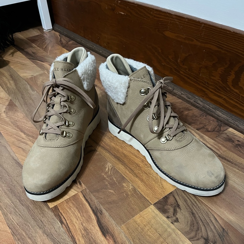 Cole Haan Women’s Nantucket Rugged Waterproof Suede & Faux Fur Hikers